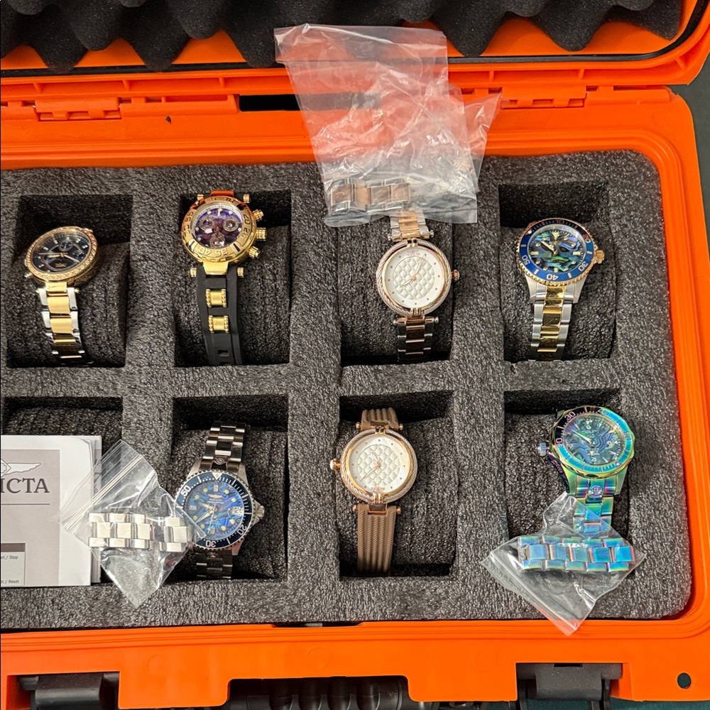 Invicta watch collection with Orange Storage Case - Picture 4 of 4